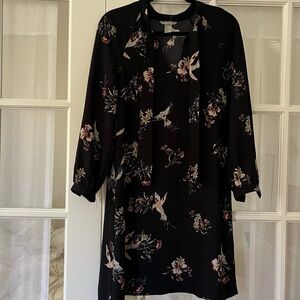 Long sleeve mini dress with hummingbirds